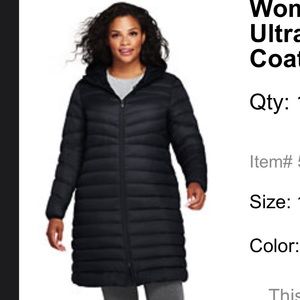 Plus Size Ultralight Packable Down Coat 1X